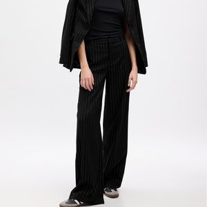 High Rise Metallic Stripe Wide-Leg Trousers